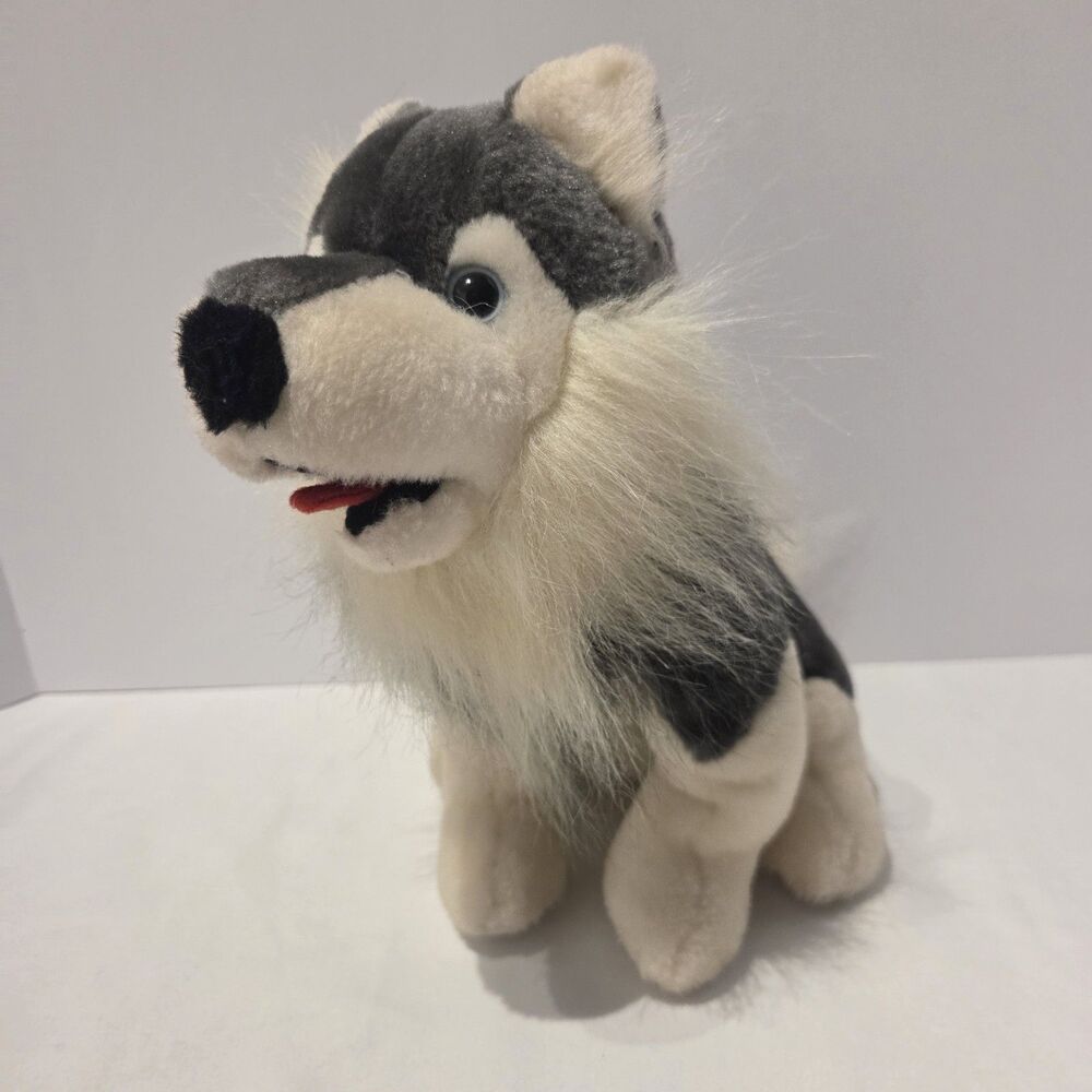 Rare 12" Great American Toy Co. Animal Husky Dog Plush Tongue Out Sitting Htf